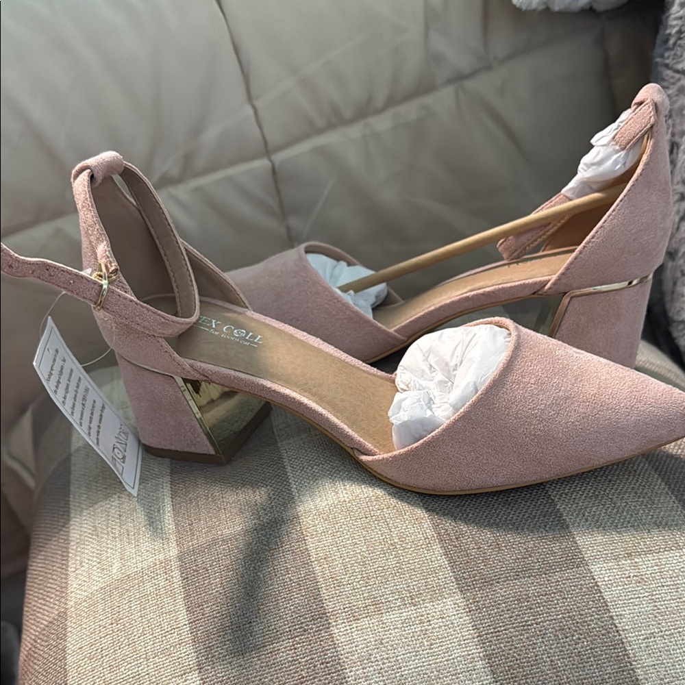 Elegant Pink Suede Women's Heels